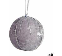 Krist+ Set de boules de Noël de boules de Noël en polyester argenté 8 x 8 x 8 cm (6 pcs)