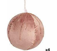 Krist+ Set de Boules de Noël Rose Polyester 12 x 12 x 12 cm (4 pièces)
