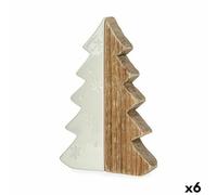 Krist+ Statuette Décoration Sapin de Noël Blanc Bois Naturel Céramique 3 x 21 x 14 cm (6 unités)