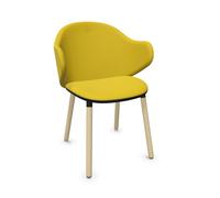KRISTALIA chaise avec accoudoirs et piètement en bois DUA (Cat. A - Cuir synthétique et bois de hêtre massif)