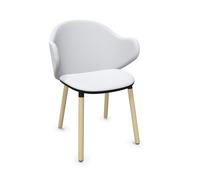 KRISTALIA chaise avec accoudoirs et piètement en bois DUA (Cat. L2 - Cuir et hêtre massif)