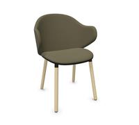 KRISTALIA chaise avec accoudoirs et piètement en bois DUA (Cat. L3 - Cuir et hêtre massif)