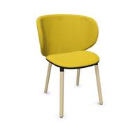 KRISTALIA chaise avec dossier grand et piètement en bois DUA (Cat. A - Cuir synthétique et bois de hêtre massif)