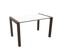 KRISTALIA table extensible SUSHI avec plateau en stratifié 125x80 cm (Linecompact blanc - Pieds en aluminium peint en Exclusive Marron)