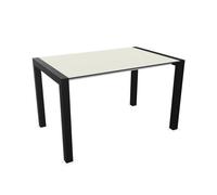 KRISTALIA table extensible SUSHI avec plateau en stratifié 125x80 cm (Linecompact gris sable - Pieds en aluminium peint Exclusive Noir Onyx)