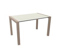 KRISTALIA table extensible SUSHI avec plateau en stratifié 125x80 cm (Linecompact gris sable - Pieds en aluminium peint Exclusive Champagne)