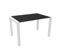 KRISTALIA table extensible SUSHI avec plateau en stratifié 125x80 cm (Linecompact noir - Pieds en aluminium peint en blanc)