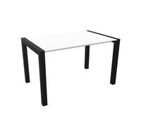 KRISTALIA table extensible SUSHI avec plateau en stratifié 125x80 cm (Pure-white blanc - Pieds en aluminium peint en noir)