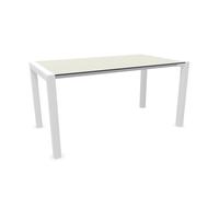 KRISTALIA table extensible SUSHI avec plateau en stratifié 150x80 cm (Linecompact gris sable - Pieds en aluminium peint en blanc)