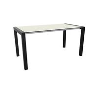 KRISTALIA table extensible SUSHI avec plateau en stratifié 150x80 cm (Linecompact gris sable - Pieds en aluminium peint Exclusive Noir Onyx)