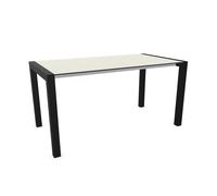 KRISTALIA table extensible SUSHI avec plateau en stratifié 150x80 cm (Linecompact gris sable - Pieds en aluminium peint en noir)