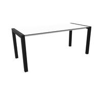 KRISTALIA table extensible SUSHI avec plateau en stratifié 177x80 cm (Linecompact blanc - Pieds en aluminium peint en noir)