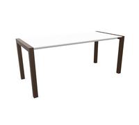 KRISTALIA table extensible SUSHI avec plateau en stratifié 177x80 cm (Pure-white blanc - Pieds en aluminium peint en Exclusive Marron)