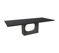 KRISTALIA table rectangulaire HOLO 250x110 cm (Chêne teinté noir avec bord peint en noir - Plateau en bois et base en acier peint gris Londres)