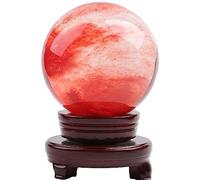 Kristallen bol-natuurlijke kvartsbol Boule de cristal rouge, pierres précieuses naturelles, boule de guérison, ornement, sphère + base, sphère de divination, chakra, aura, décoration de bureau, cadeau