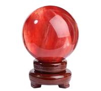 Kristallen bol-natuurlijke kvartsbol Sphère d'obsidienne rouge - Boule de quartz fondante décorative avec support for méditation, guérison par les cristaux, divination, décoration intérieure, Feng Shu