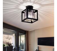 Cristal plafonnier noir lampe de plafond E27 salon moderne, métal verre fumé, 7W 806 lm blanc chaud, LxH 17x 21 cm