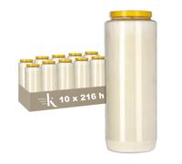 KRISTEN Bougie de neuvaine 9 jours - 216 heures de combustion - Blanc - Lot de 10 pièces - Pack économique - Bougie funéraire, bougie commémorative