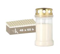 KRISTEN bougie Funéraire Extérieure - Blanc - Lot de 48 - Durée 3 Jours (60 Heures) - Commémorative - Cimetière - Souvenir