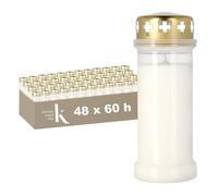 KRISTEN Bougie Funéraire Extérieure - Blanc - Lot de 48 - Durée 6 Jours (80 Heures) - Bougie Commémorative - Bougie de Cimetière - Bougie de Souvenir