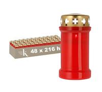 KRISTEN Bougie Funéraire Extérieure - Rouge - Lot de 48 - Durée 3 Jours - Bougie Commémorative - Résistante aux Conditions Météorologiques