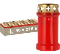 KRISTEN Bougie funéraire traditionnelle - 60 heures de combustion - Rouge - Set de 48 pièces