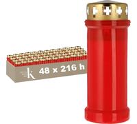KRISTEN Bougie funéraire traditionnelle - 80 heures de combustion - Rouge - Set de 48 pièces