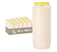 KRISTEN Bougies de Cimetière Blanches - Lot de 20 - Longue Durée (168 Heures) - Funéraires - Commémoratives