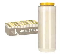 KRISTEN Bougies de Cimetière Blanches - Lot de 40 - Bougies de Neuvaine Longue Durée (216 Heures)