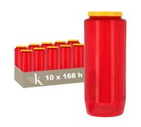 KRISTEN Bougies de Cimetière Rouges - Lot de 10 - Longue Durée (168 Heures) - Funéraires - Commémoratives