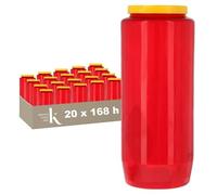 KRISTEN Bougies de Cimetière Rouges - Lot de 20 - Bougies Longue Durée (168 Heures) - Bougies Funéraires - Bougies Commémoratives
