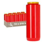 KRISTEN Lot de 10 Bougies commémoratives - 9 Jours de Combustion - 216 Heures de Combustion - Rouge