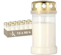 KRISTEN Lumière funéraire traditionnelle 3D - 60 heures de combustion - Blanc - Set de 12 pièces