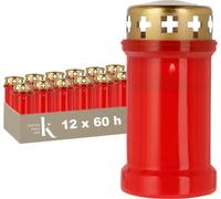 KRISTEN Veilleuse funéraire traditionnelle - 60 heures de combustion - rouge - lot de 12