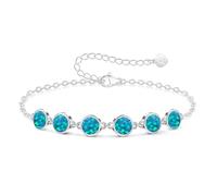 KristLand Bracelet pour Femmes en Métal Plaqué Or Blanc avec Pierre d'Opale Cadeau Soirée Mariage Anniversaire