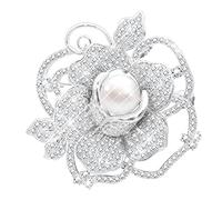 KristLand Broche De Fleurs Vintage Art Déco Platine Plaqué Broche Rose avec des Pierres Zircone Cubique Scintillantes Perles Broche Corsage Mariage Party Mariée Cadeau pour Femme Lady