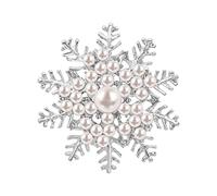 KristLand Broche en Forme De Flocon De Neige en Cristal avec Perle Art Déco Rétro Cadeau De Mariage pour Femme