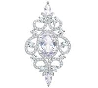 KristLand Broche en Forme de Vigne avec Pierre de Zircone Scintillante Vintage pour Mariée Art Déco Rétro Broche Baroque Broche de Mariage Cadeau pour Femme