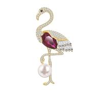 KristLand Broche Flamant Rose avec des Zirconia cubique Cristaux Scintillants Cartable écharpe Pins De Costume Broche D'oiseau De Mode Partie pour Les Femmes