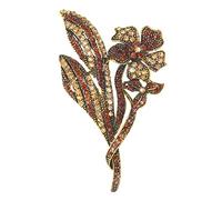 KristLand Broche rétro en forme de fleur plaquée or avec strass étincelants et pierre de cristal - Accessoires - Boîte cadeau pour femme