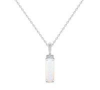 KristLand Collier Pendentif Opale Blanche en Argent Sterling 925 avec Pierre de Zirconium Cubique Étincelant Cadeau Anniversaire Noël Mariage pour Femmes