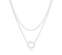 KristLand Femme Collier 18K Or Plaqué Chaîne Réglable Rond Pendentif Fleur Soleil Style Simple Or Rose Soleil
