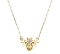 KristLand - Pendentif en Argent Sterling S925 plaqué Or Massif en Forme d'abeille avec oxyde de Zirconium - Chaîne élégante pour Femme/Petite Amie/Femme/mère/Fille