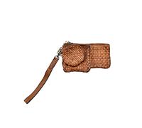 KristyX, Portefeuille en cuir véritable lavé et tressé F033, cuir, Vintage