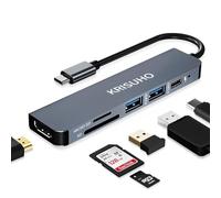 KRISUHO Hub USB C,adaptateur multiport 6 en 1 USB C vers HDMI avec HDMI 4K,1 USB 3.0/1 USB 2.0,USB C 60W PD et lecteur de carte micro SD/SD pour MacBook,iPad Pro,XPS,ordinateur portable et plus encore