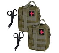 Krisvie 2PCS Pochette EMT Médecine Tactique Sac étanche Molle de Premiers Secours, Trousse Kit de Premiers Soins Militaires pour Randonnée Camping Airsoft avec Un Ciseaux médical,pour Les Premiers Soins à l'extérieur,au Camping, à la Pêche,à l'armée,à la Randonnée,sur Le Terrain