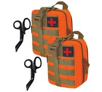 Krisvie 2Pcs Trousse de Secours Militaire,Pochette Amovible EMT Tactique Militaire avec Ciseaux Médical,Survie Militaire Sac étanche Molle (Orange)