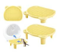 Kritkin 1 tapis de litière double couche à oreilles de chat, 1 panneau, avec 2 paires de pattes, la hauteur totale après assemblage est de 9 cm et 15 cm respectivement (jaune)