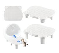 Kritkin Rampe de litière pour chat, escalier à hauteur réglable avec 2 jeux de pieds de tailles différentes, double couche avec fonction filtre à sable, lavable, facile à nettoyer et à installer