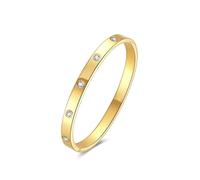 Kritz Bracelet Femme Jonc Rigide Plaqué Or avec Zircon, Bracelet Ouvrable Acier Inoxydable 316L, Cadeau Bijoux